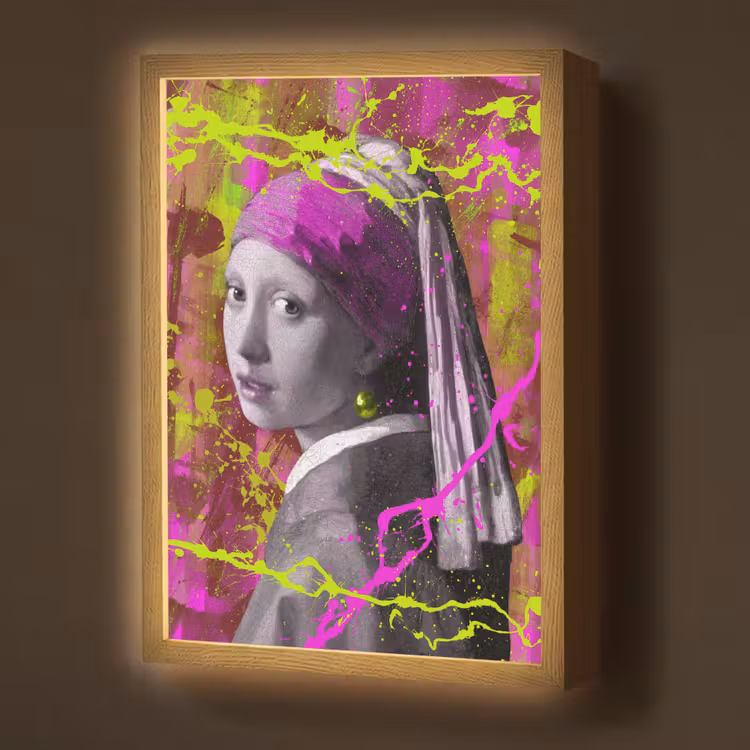 Lightbox - Wandlamp - Meisje met de parel - Johannes Vermeer - Neon — 1