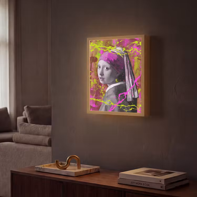 Lightbox - Wandlamp - Meisje met de parel - Johannes Vermeer - Neon — 2