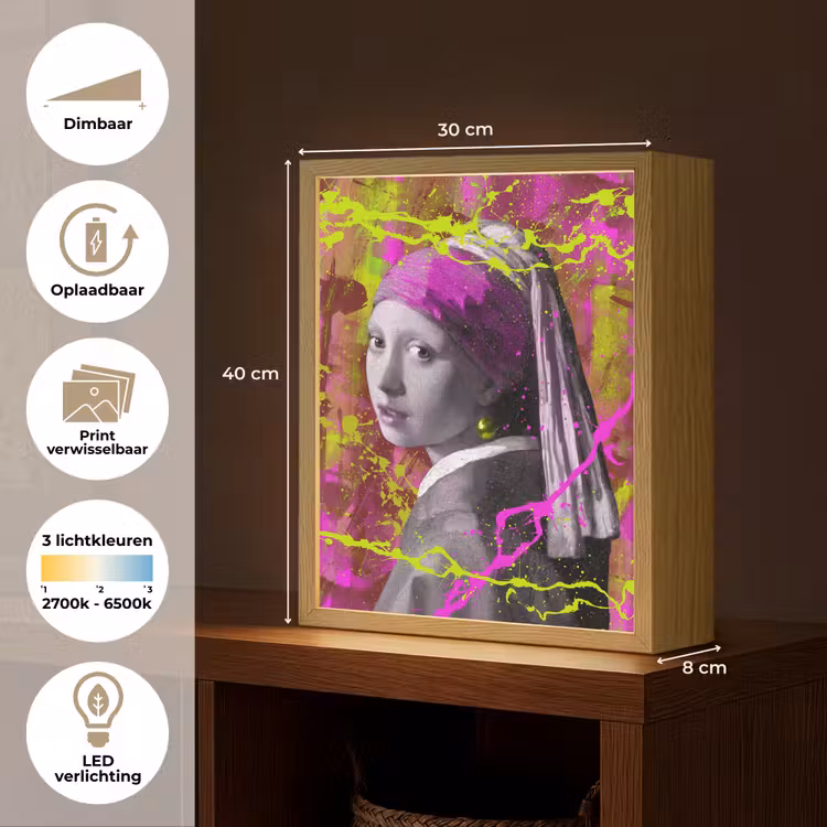 Lightbox - Wandlamp - Meisje met de parel - Johannes Vermeer - Neon — 9