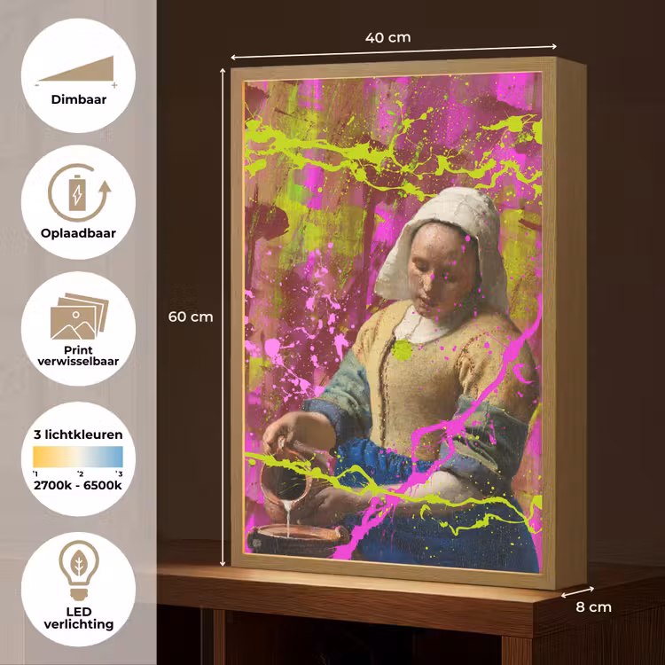 Lightbox - Wandlamp - Melkmeisje - Johannes Vermeer - Neon — 10