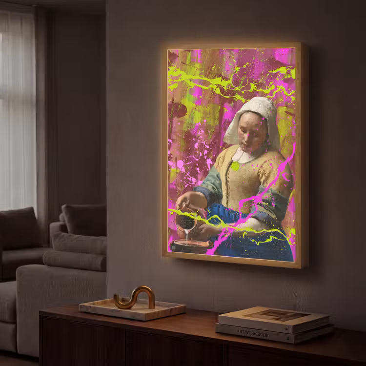Lightbox - Wandlamp - Melkmeisje - Johannes Vermeer - Neon — 2