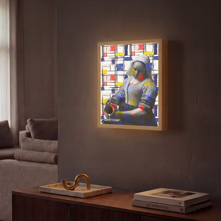 Lightbox - Wandlamp - Melkmeisje - Mondriaan - Collage — 2
