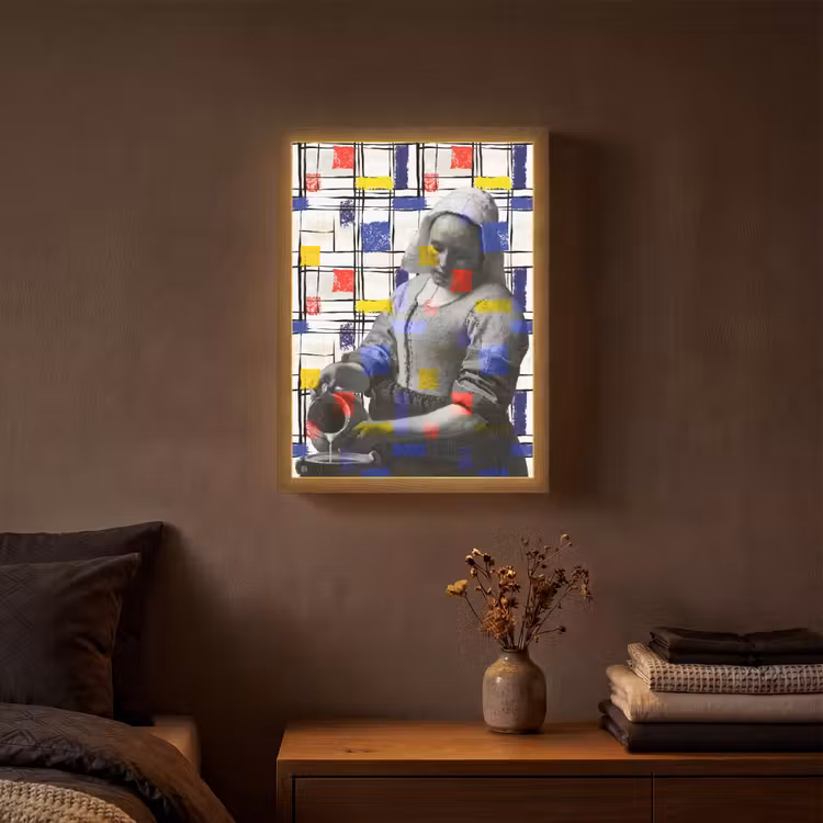 Lightbox - Wandlamp - Melkmeisje - Mondriaan - Collage — 3