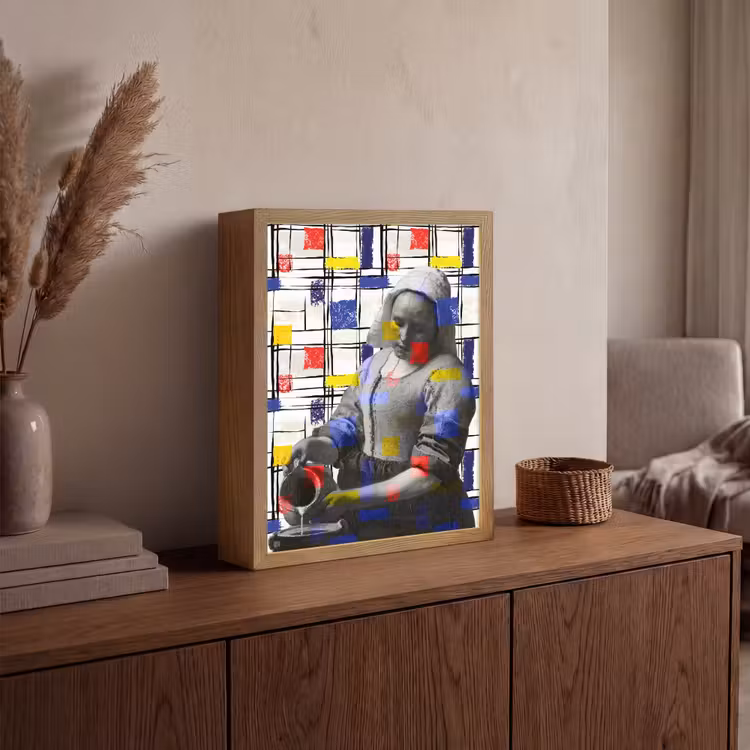 Lightbox - Wandlamp - Melkmeisje - Mondriaan - Collage — 4