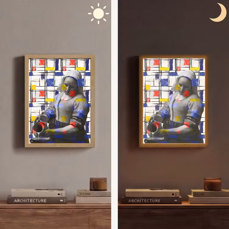Lightbox - Wandlamp - Melkmeisje - Mondriaan - Collage — 5