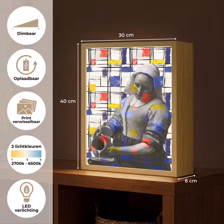 Lightbox - Wandlamp - Melkmeisje - Mondriaan - Collage — 9