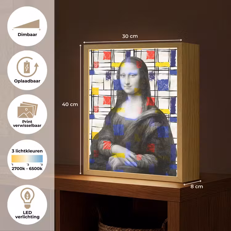 Lightbox - Wandlamp - Mona Lisa - Mondriaan - Oude Meesters — 9