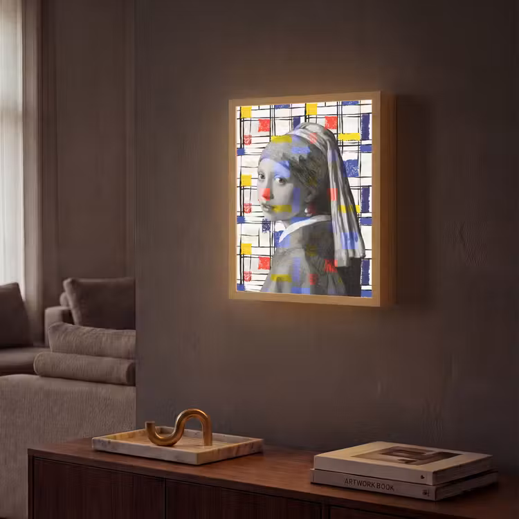 Lightbox - Wandlamp - Mondriaan - Meisje met de parel - Collage — 2