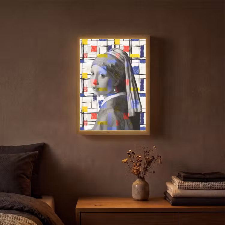 Lightbox - Wandlamp - Mondriaan - Meisje met de parel - Collage — 3