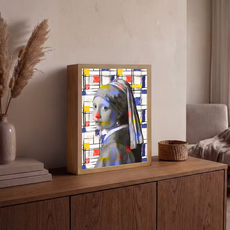 Lightbox - Wandlamp - Mondriaan - Meisje met de parel - Collage — 4