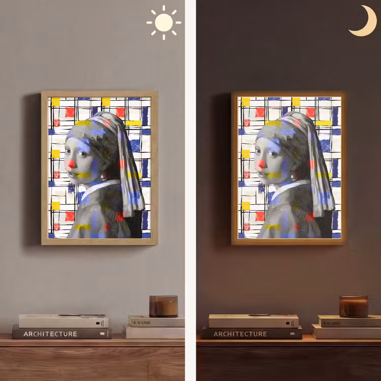 Lightbox - Wandlamp - Mondriaan - Meisje met de parel - Collage — 5