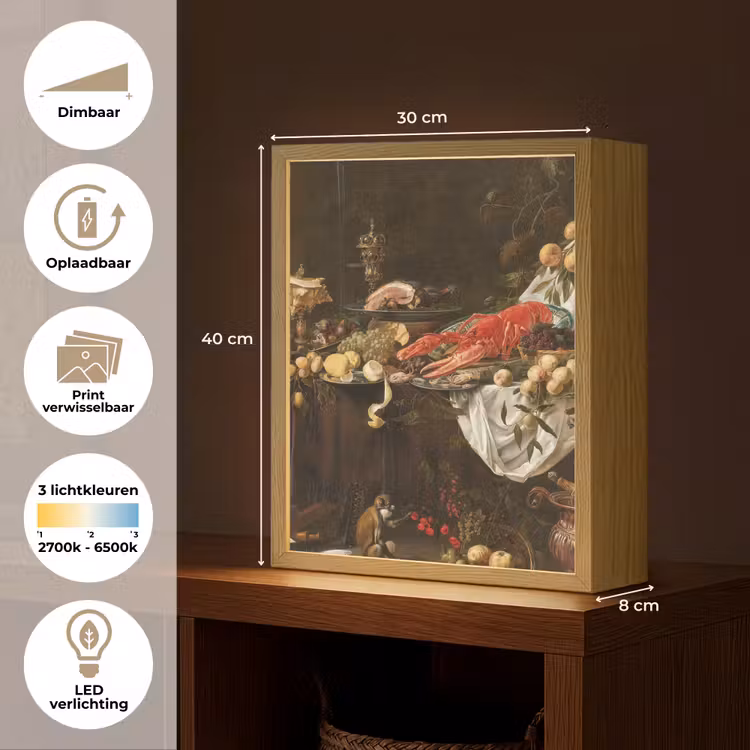Lightbox - Wandlamp - Pronkstilleven - Adriaen van Utrecht - Olieverf — 9