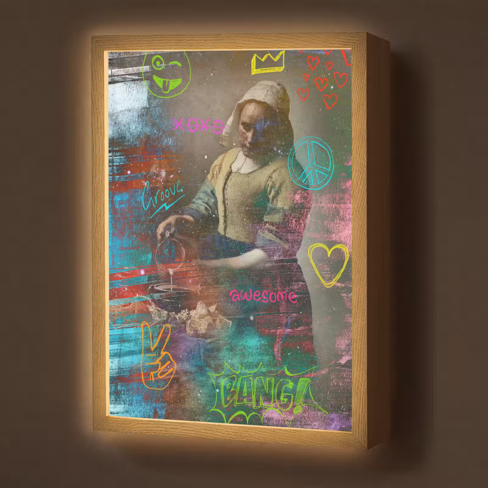 Lightbox - Wandlamp - Melkmeisje - Johannes Vermeer - Graffiti — 1