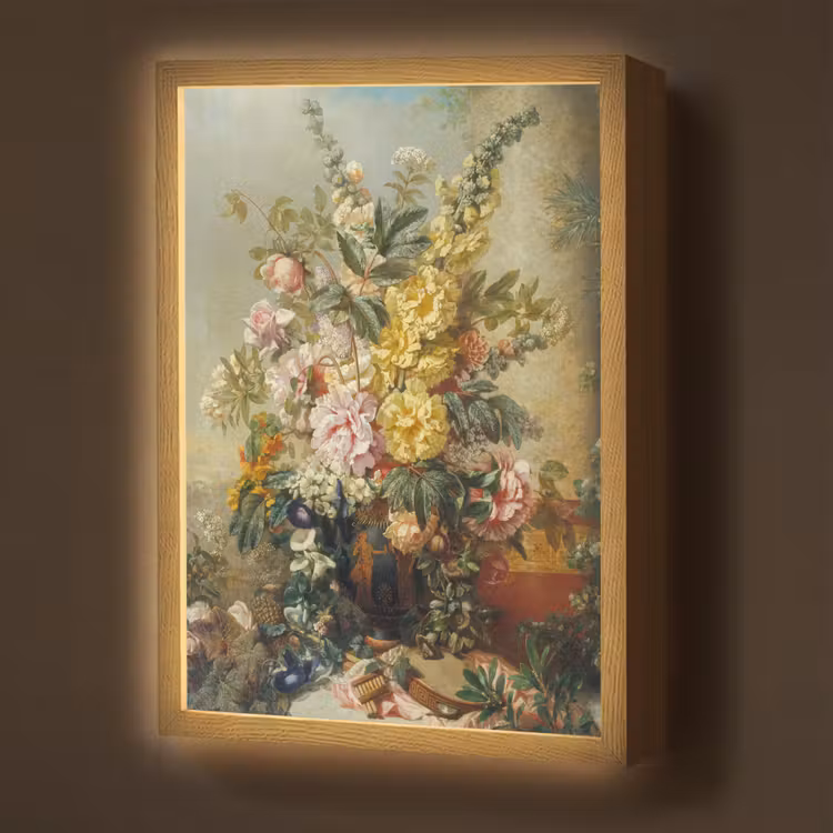 Lightbox - Wandlamp - Grote vaas met bloemen - Josep Mirabent - Oude meesters — 1