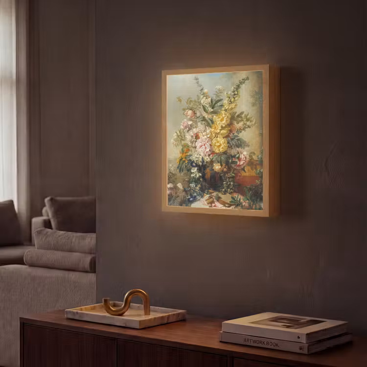 Lightbox - Wandlamp - Grote vaas met bloemen - Josep Mirabent - Oude meesters — 2