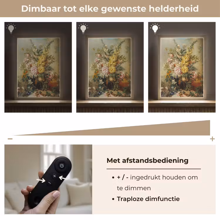 Lightbox - Wandlamp - Grote vaas met bloemen - Josep Mirabent - Oude meesters — 8