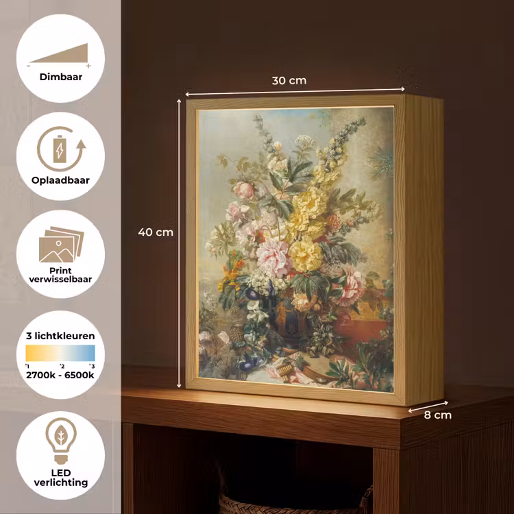 Lightbox - Wandlamp - Grote vaas met bloemen - Josep Mirabent - Oude meesters — 9