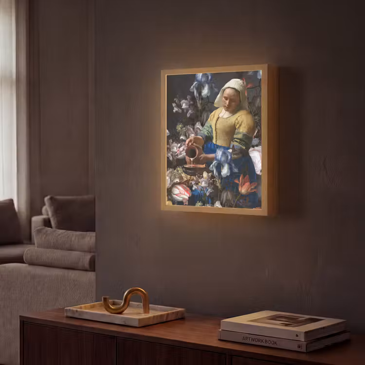 Lightbox - Wandlamp - Melkmeisje - Johannes Vermeer - Bloemen — 2