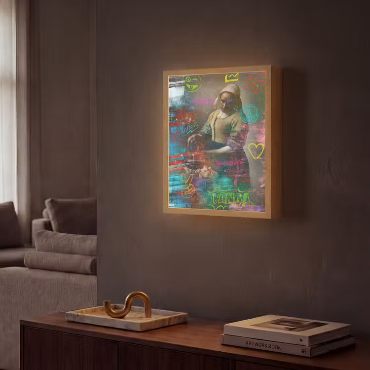 Lightbox - Wandlamp - Melkmeisje - Johannes Vermeer - Graffiti — 2