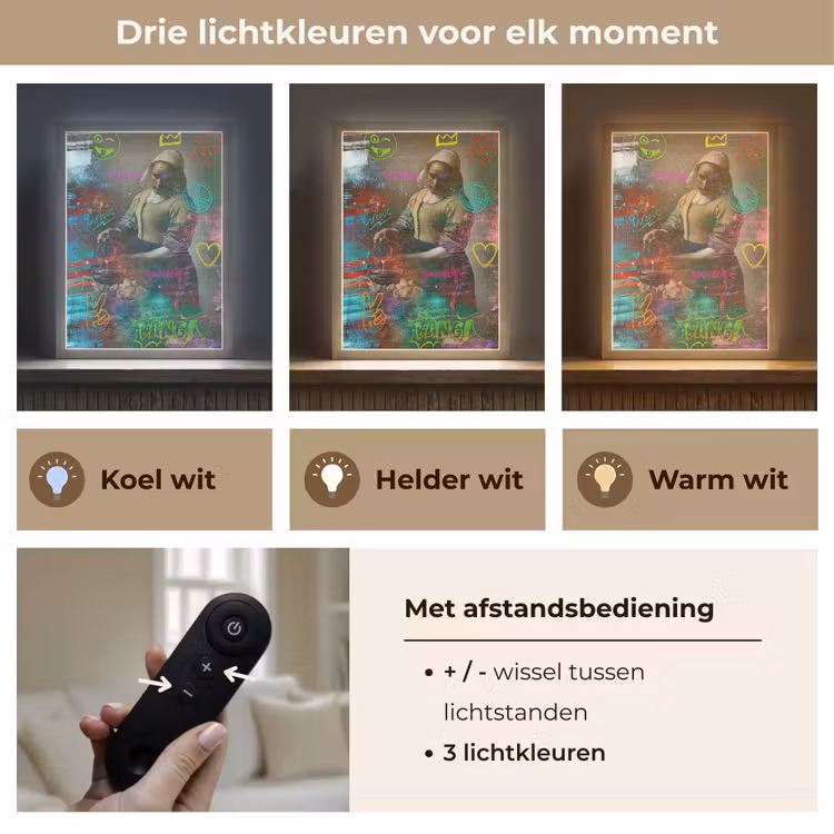 Lightbox - Wandlamp - Melkmeisje - Johannes Vermeer - Graffiti — 7