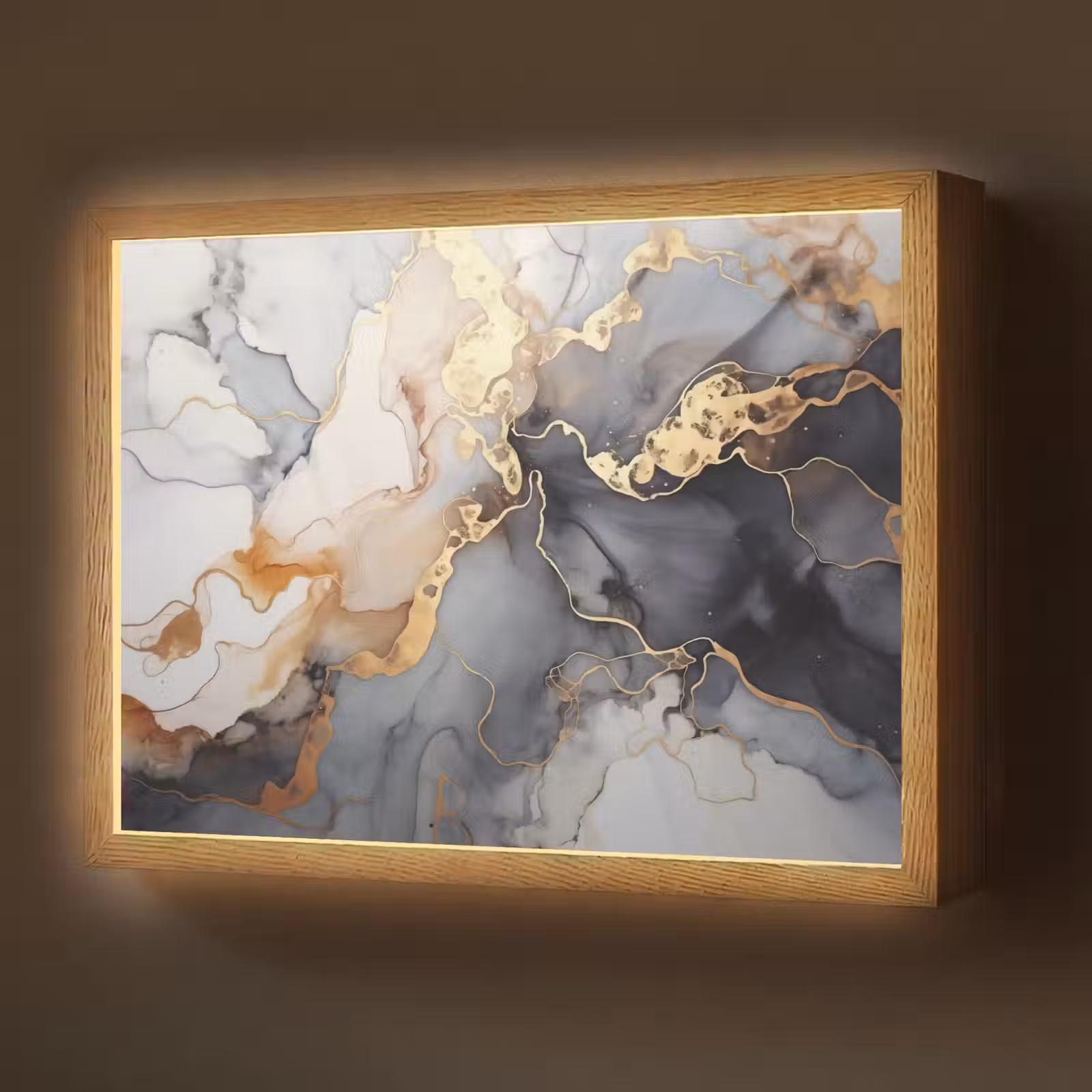 Lightbox - Wandlamp - Marmer - Zwart - Goud - Wit — 1