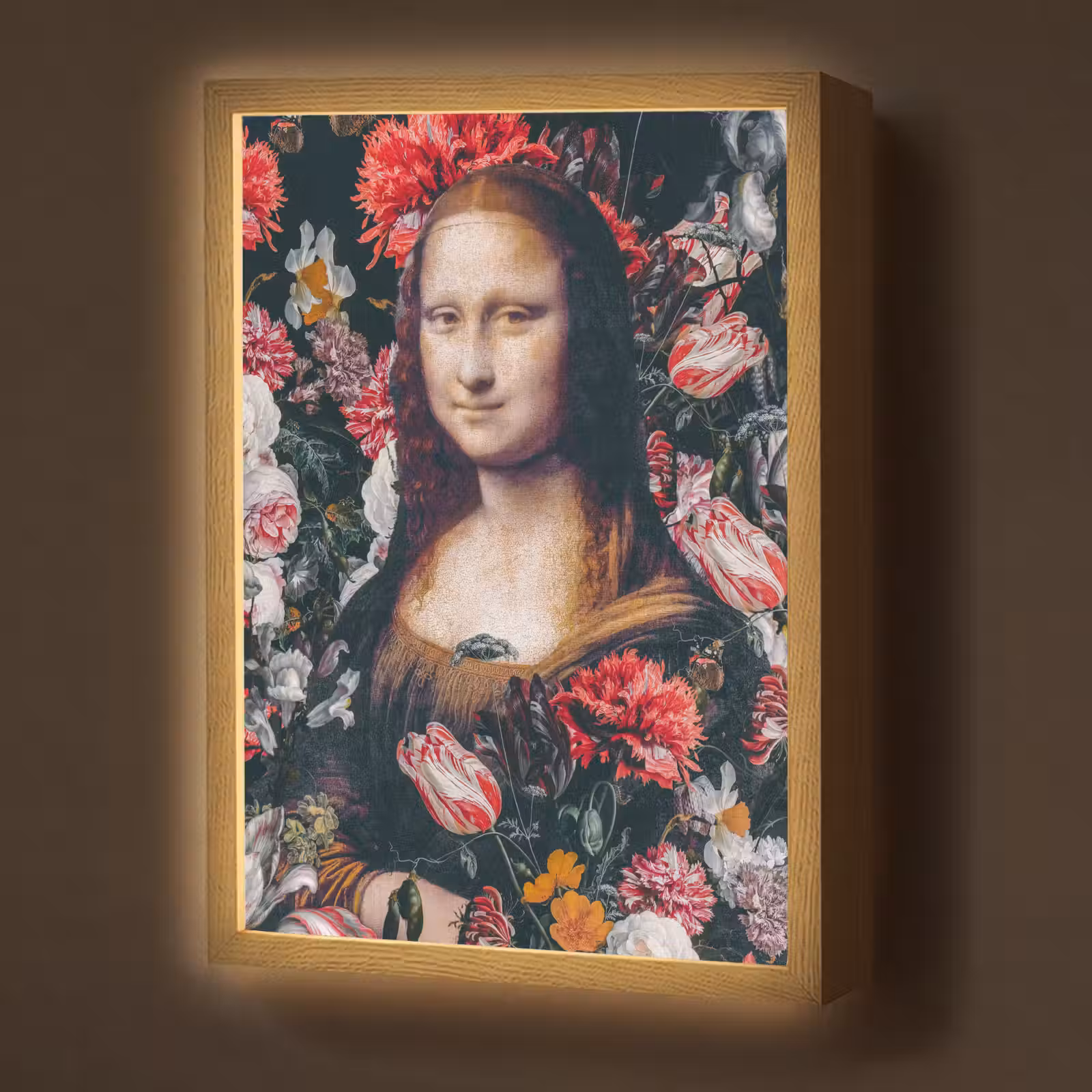 Lightbox - Wandlamp - Mona Lisa - Leonardo da Vinci - Bloemen - Roze — 1