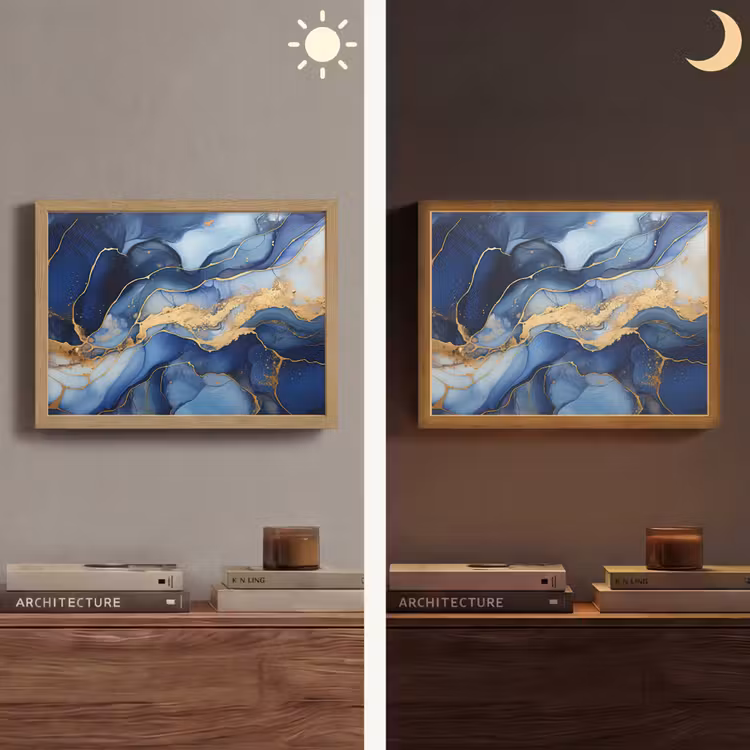 Lightbox - Wandlamp - Marmer - Blauw - Goud - Abstract — 6