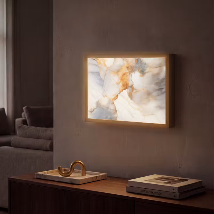 Lightbox - Wandlamp - Marmer - Grijs - Goud — 2