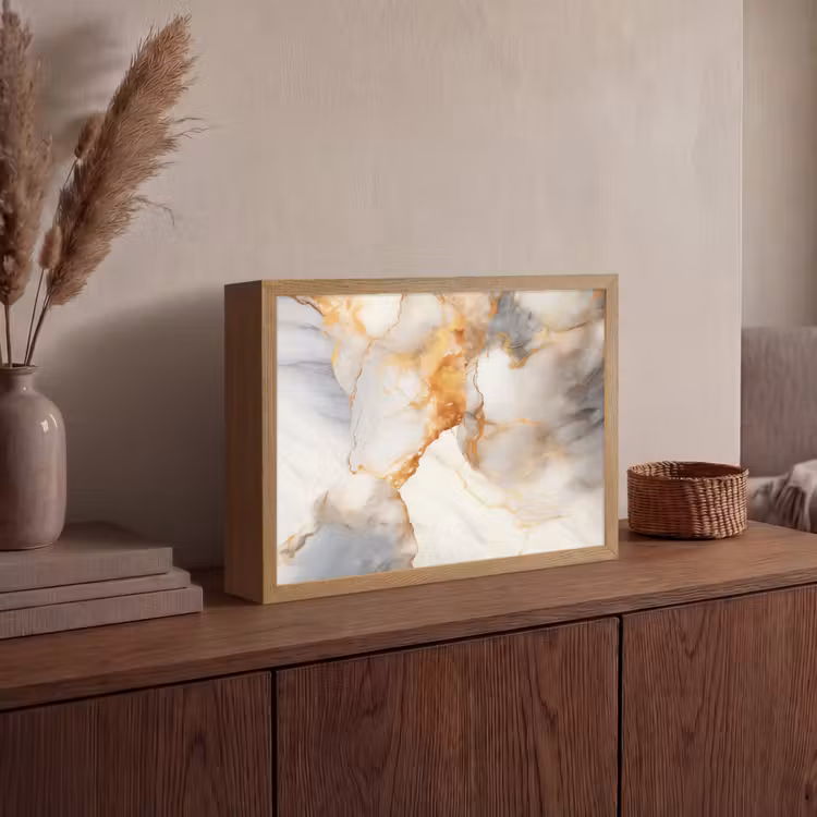 Lightbox - Wandlamp - Marmer - Grijs - Goud — 4