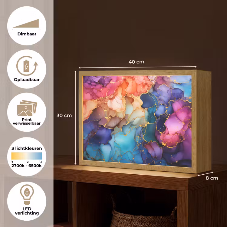 Lightbox - Wandlamp - Marmer - Kleurrijk - Kleuren - Abstract — 10