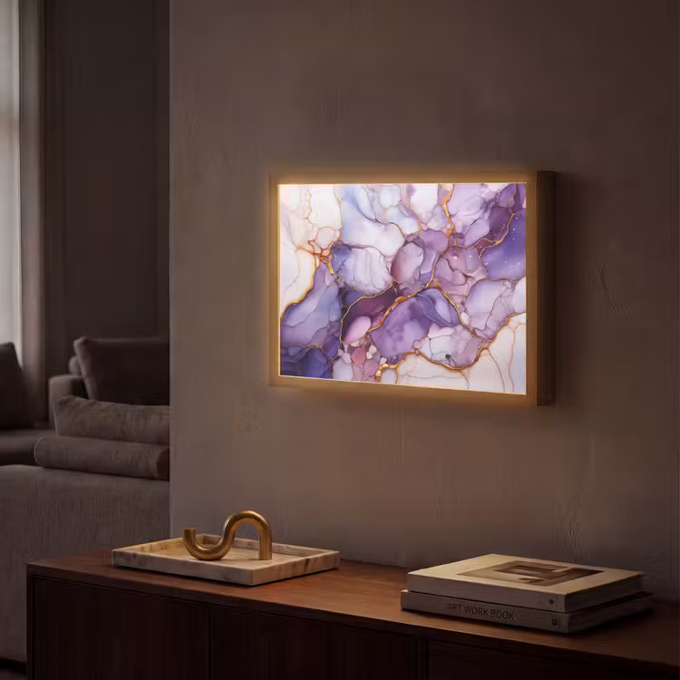 Lightbox - Wandlamp - Marmer - Paars - Lila - Goud — 2