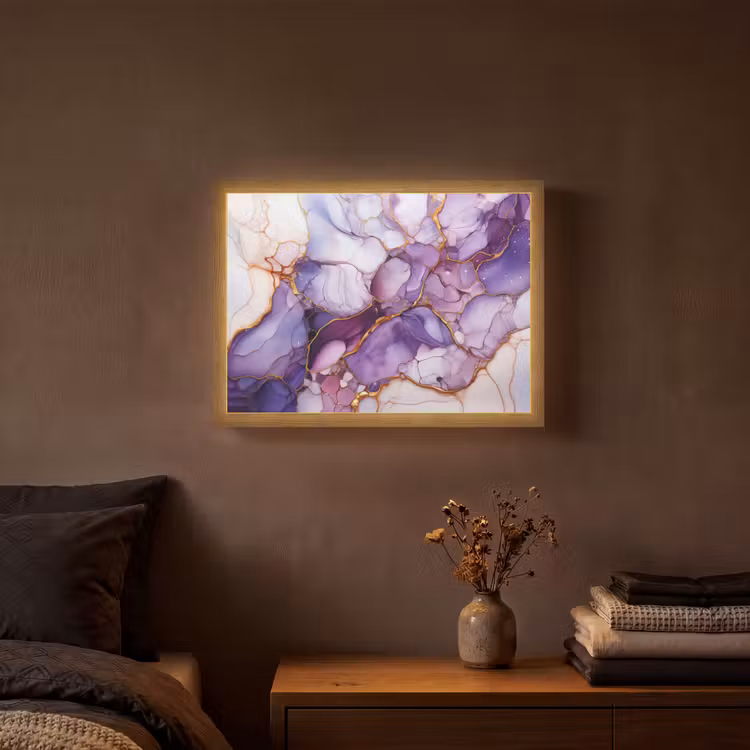 Lightbox - Wandlamp - Marmer - Paars - Lila - Goud — 3