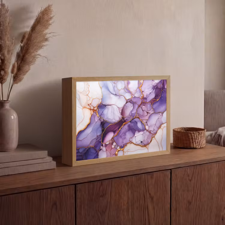 Lightbox - Wandlamp - Marmer - Paars - Lila - Goud — 4