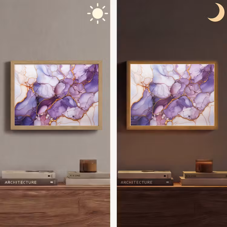 Lightbox - Wandlamp - Marmer - Paars - Lila - Goud — 6