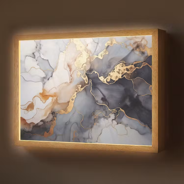 Lightbox - Wandlamp - Marmer - Zwart - Goud - Wit — 1