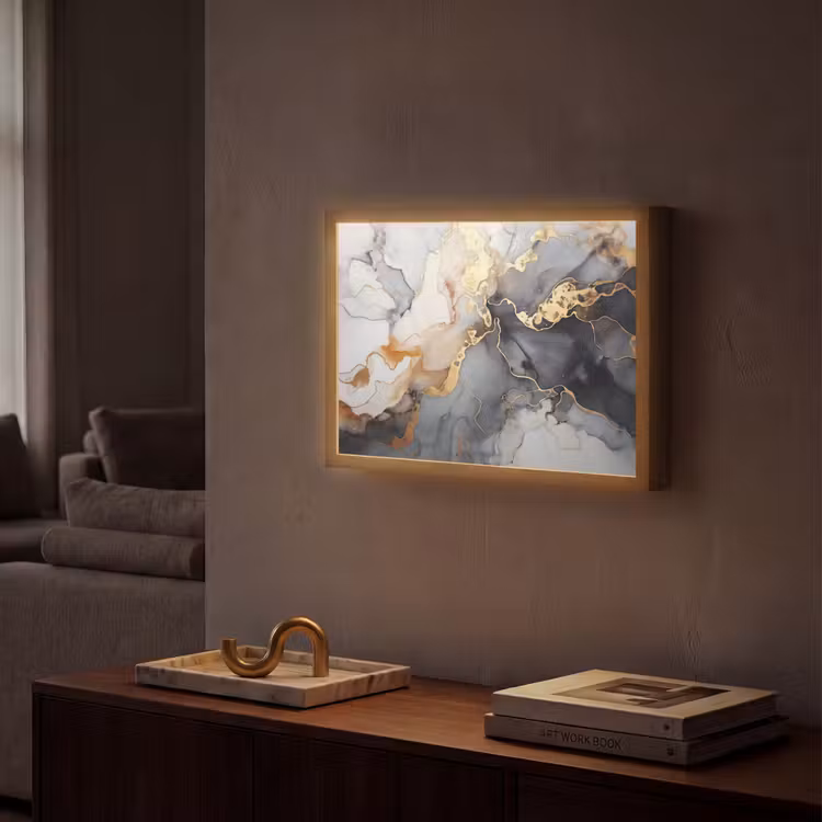 Lightbox - Wandlamp - Marmer - Zwart - Goud - Wit — 2