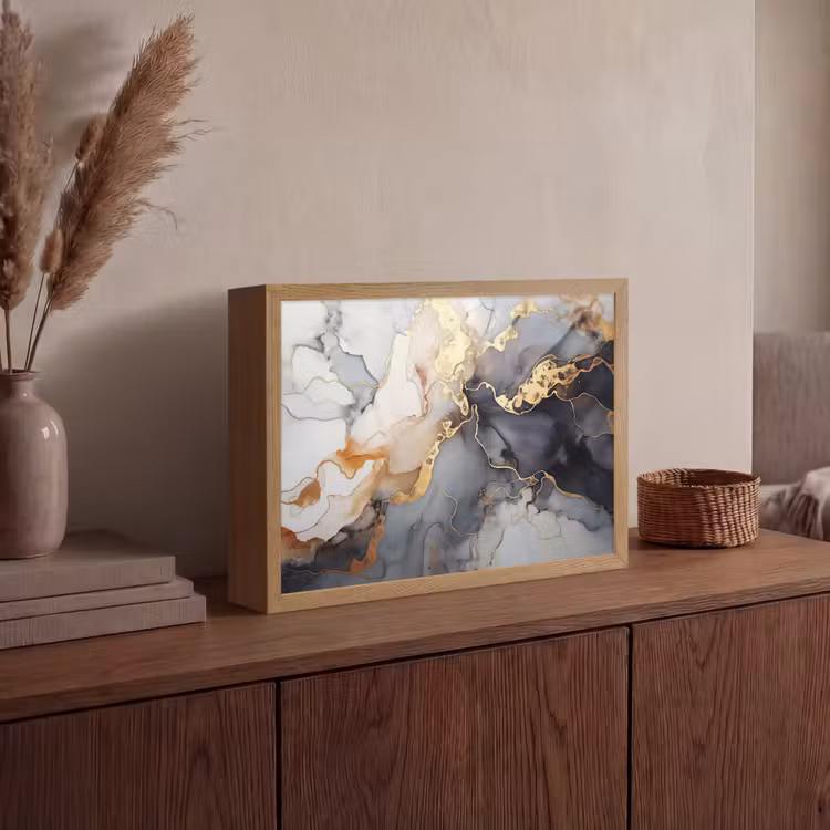 Lightbox - Wandlamp - Marmer - Zwart - Goud - Wit — 4
