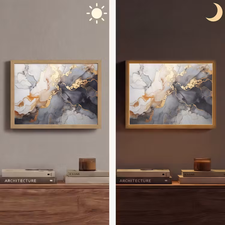 Lightbox - Wandlamp - Marmer - Zwart - Goud - Wit — 6