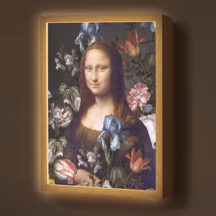 Lightbox - Wandlamp - Mona Lisa - Leonardo da Vinci - Bloemen — 1