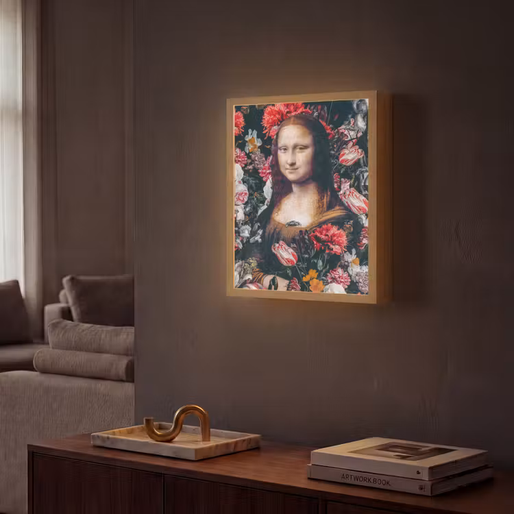 Lightbox - Wandlamp - Mona Lisa - Leonardo da Vinci - Bloemen - Roze — 2