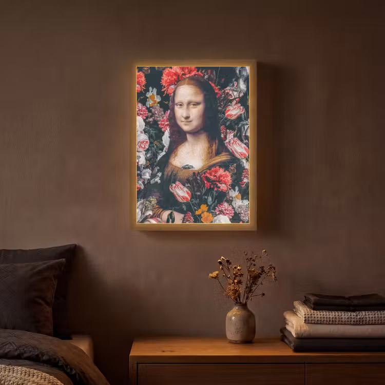 Lightbox - Wandlamp - Mona Lisa - Leonardo da Vinci - Bloemen - Roze — 3