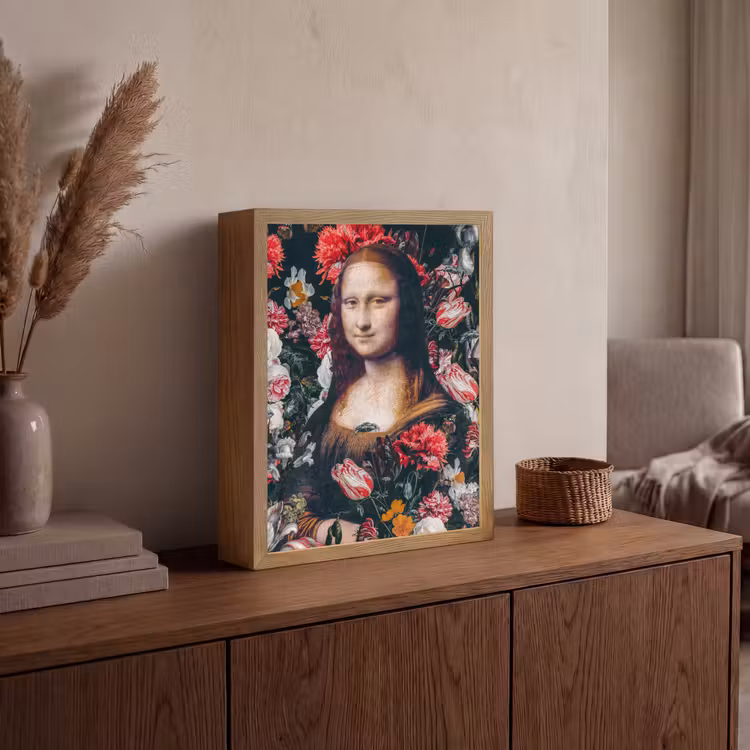 Lightbox - Wandlamp - Mona Lisa - Leonardo da Vinci - Bloemen - Roze — 4