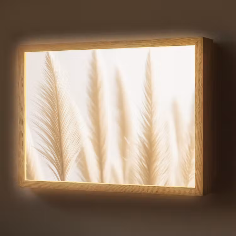 Lightbox - Wandlamp - Pampas gras - Pluimen - Beige - Natuur — 1