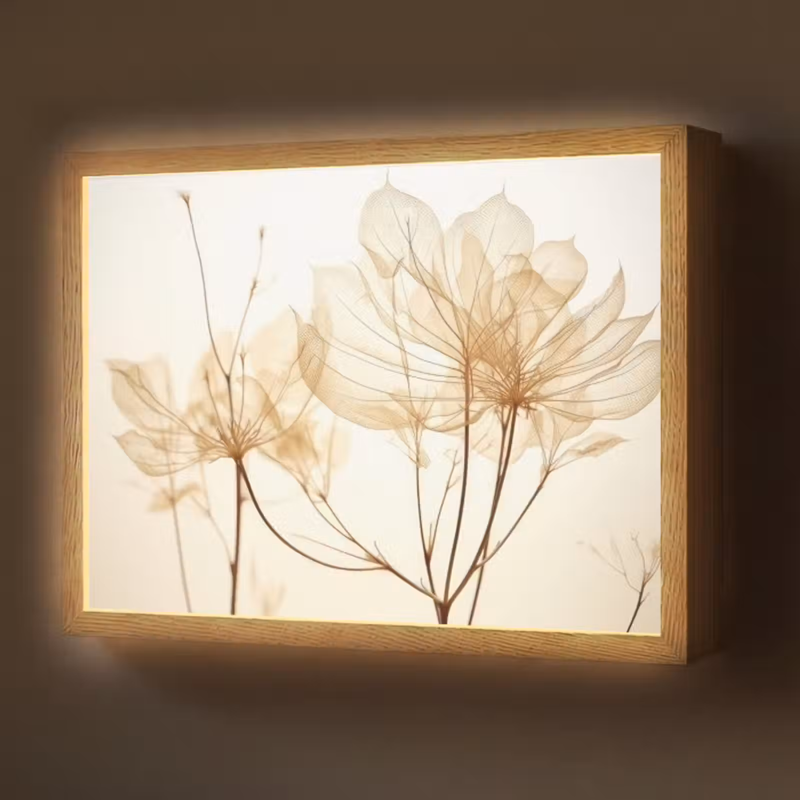 Lightbox - Wandlamp - Droogbloemen - Beige - Planten - Wit — 1