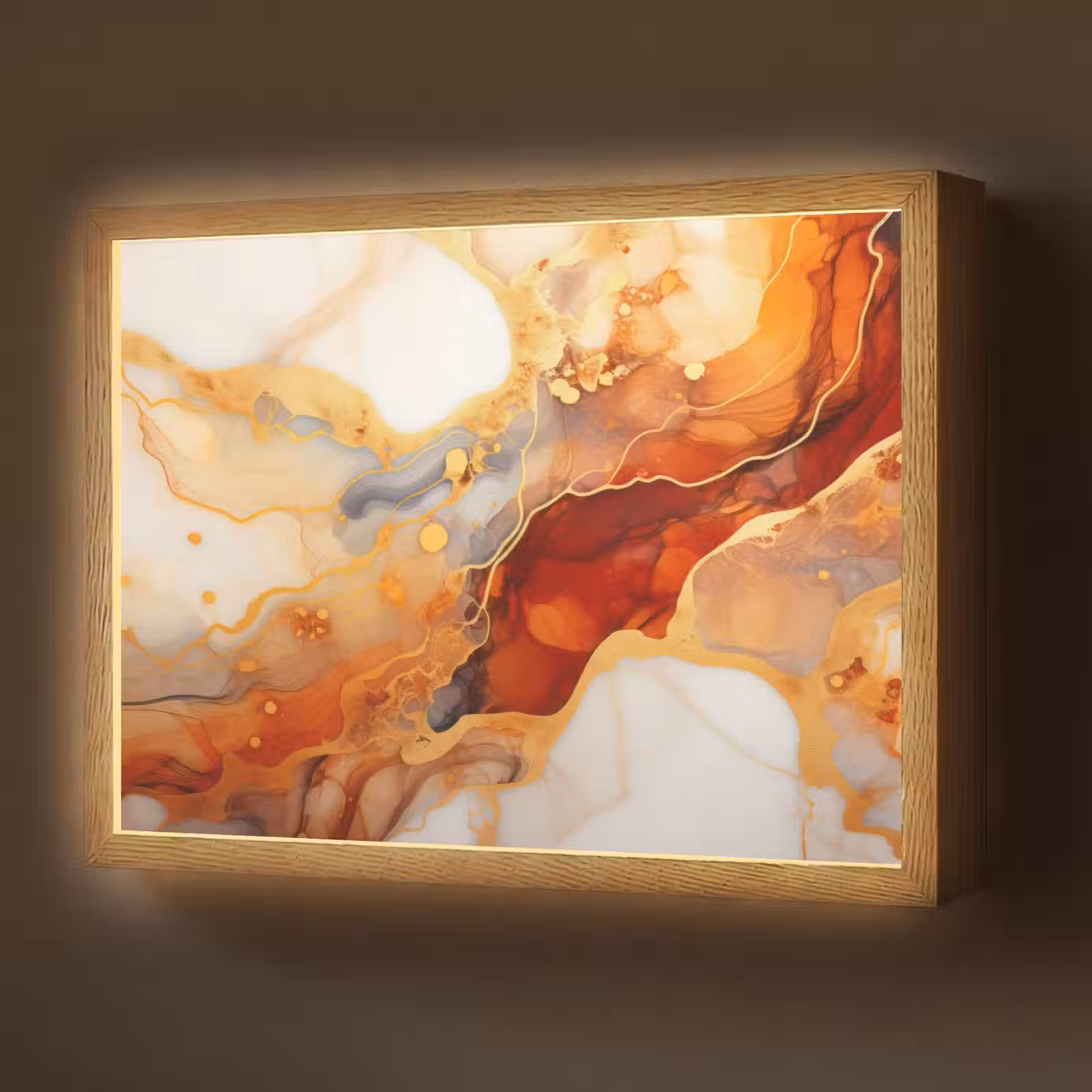 Lightbox - Wandlamp - Marmer - Oranje - Goud - Modern - Abstract — 1