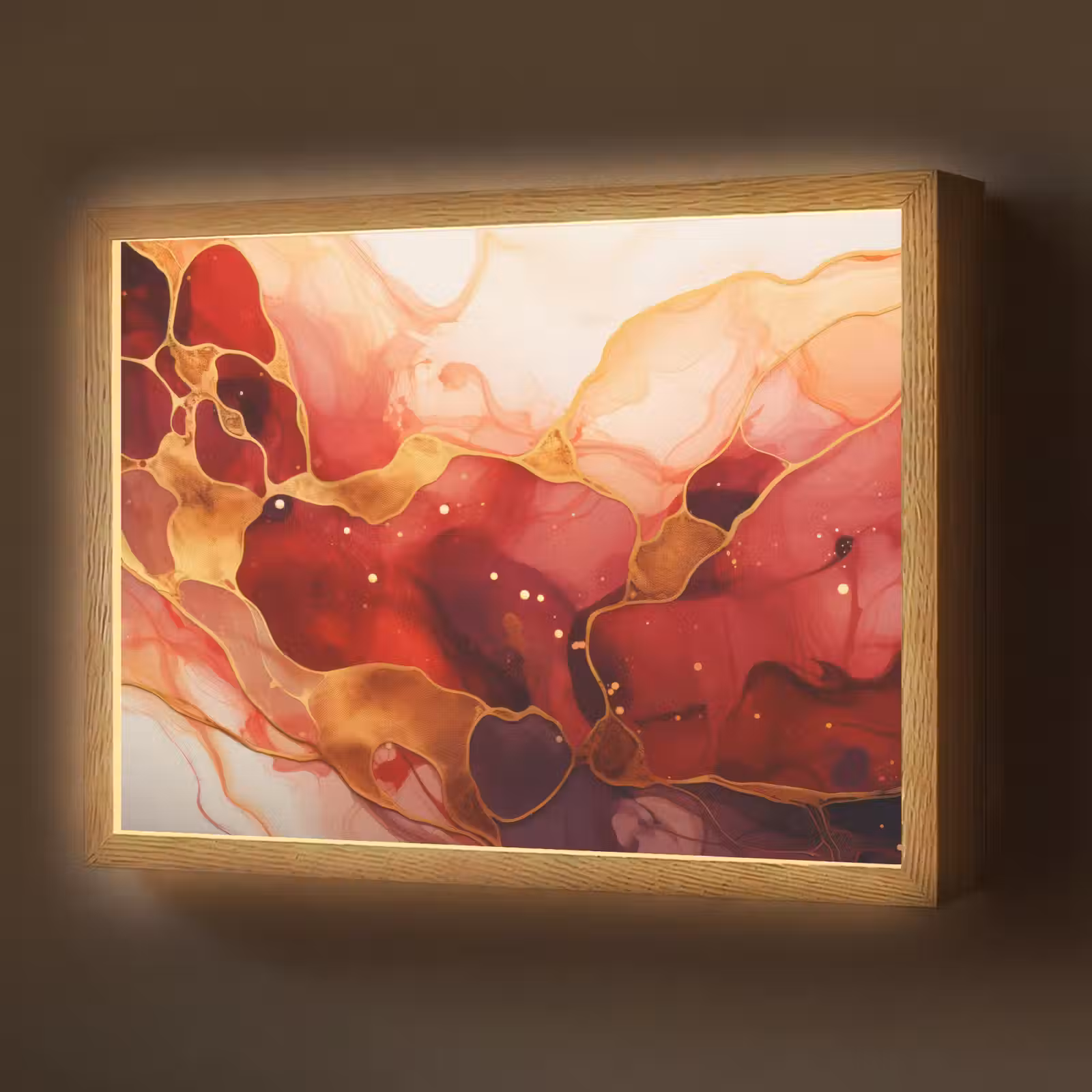 Lightbox - Wandlamp - Marmer - Rood - Goud - Modern - Abstract — 1