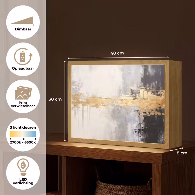 Lightbox - Wandlamp - Goud - Luxe - Acryl - Kunst — 10