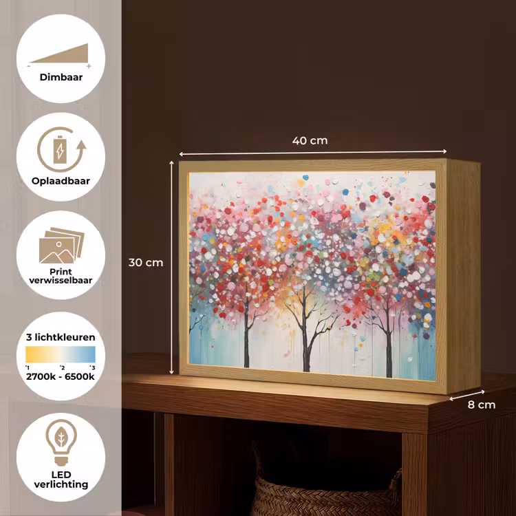 Lightbox - Wandlamp - Kunst - Bomen - Natuur - Acryl — 10