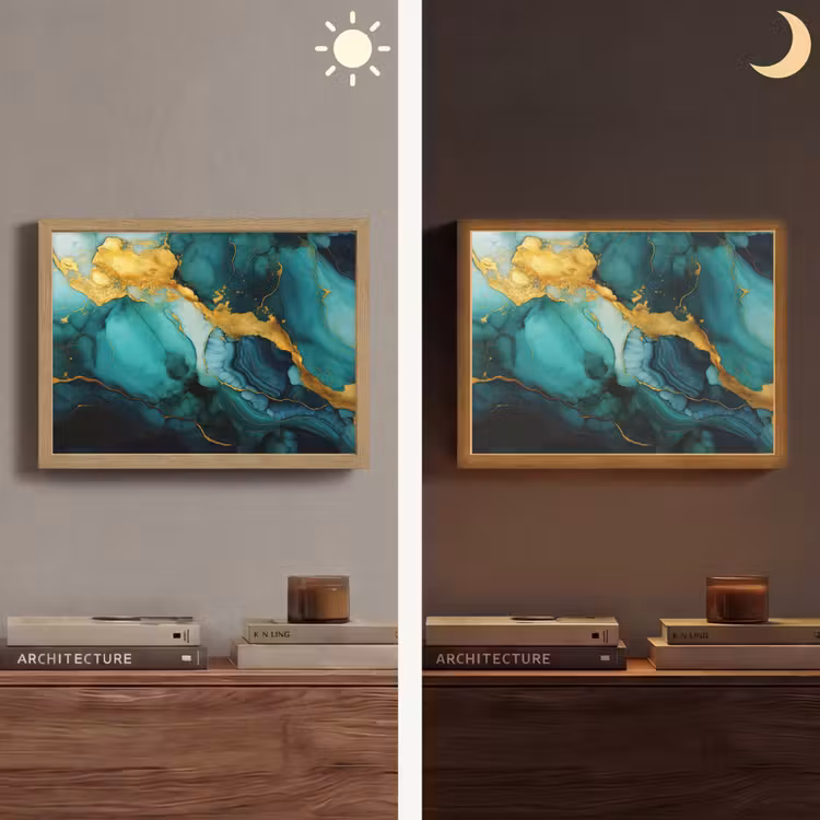Lightbox - Wandlamp - Marmer - Goud - Blauw groen - Abstract - Turquoise — 6