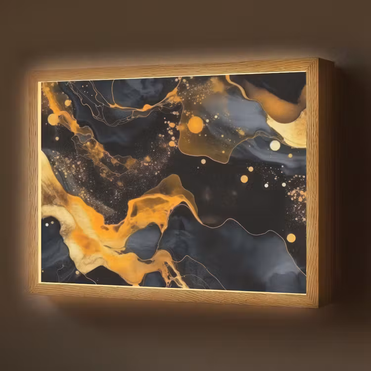 Lightbox - Wandlamp - Marmer - Goud - Zwart - Abstract - Modern — 1